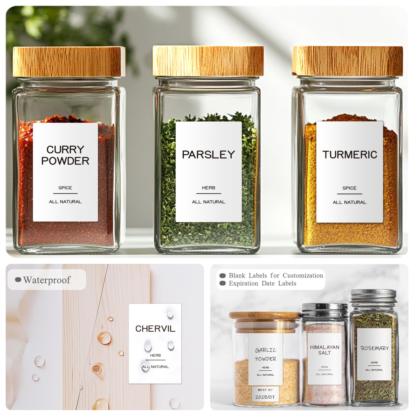 Amazon.com: Kuocodall 201 Spice Jar Labels - Preprinted Minimalist